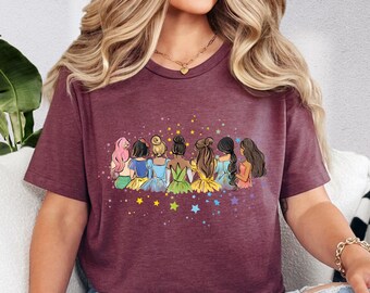 Disney Princess Shirt, Disney Princess Birthday Shirt, Watercolor Disney Princess T-Shirt, Princess Matching Tee, Tinkerbell, Ariel, Belle
