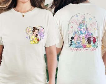 Disney Princess Mickey Ears Shirt, Disney Princess Birthday Shirt, Watercolor Princess Castle T-Shirt, Tiana, Ariel, Moana, Belle, Aurora