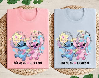 Stitch and Angel Couple Shirt, Stitch Custom Shirt, Disney Couple Matching Tee, Disney Trip Stitch Shirt, Disneyland Tee, Stitch Lover Shirt