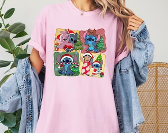 Comfort Colors® Lilo and Stitch Christmas Shirt, Disney Christmas Shirt, Disney Xmas Shirt, Disney Family Christmas Party, Cute Stitch Shirt