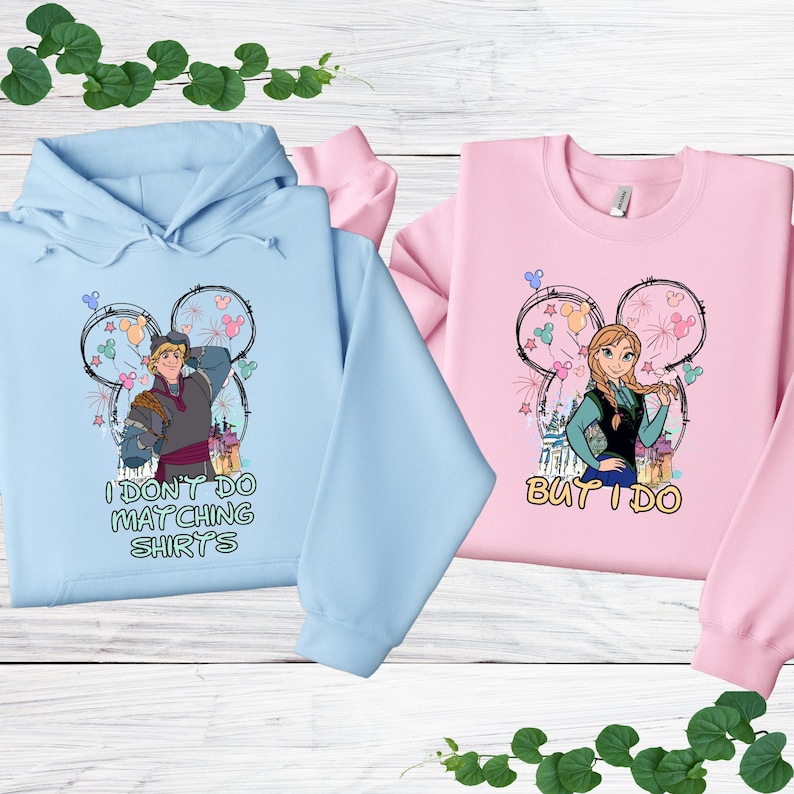 Kristoff and Anna Couple Sweatshirt, Disney Valentines Matching Shirt, Disney Couple Shirt, Frozen Anna Sweatshirt, Disney Trip Couple Shirt image 1