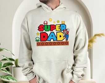 Sudadera con capucha para papá de Super Mario, sudadera con capucha para el Día del Padre, regalo de fiesta de Mario, Yoshi, Princesa Peach, camiseta de Luigi, sudadera con capucha para viaje familiar de Disney, regalo para papá