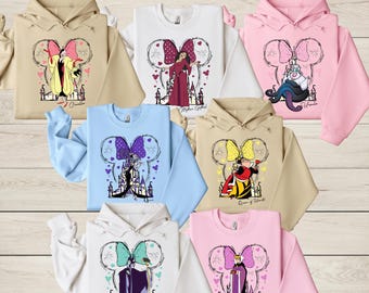 Disney Villain Sweatshirt, Ursula Hoodie, Cruella Deville Sweatshirt, Evil Queen Hoodie, Watercolor Disneyland Family Trip Matching Sweater