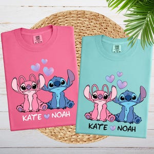 Comfort Colors® Disney Stitch and Angel Couple Shirt, Stitch Angel Matching Tee, Custom Stitch Shirt, Disney Couple Trip Shirt, Disney Gift