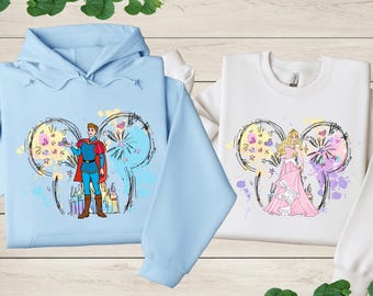Aurora and Prince Phillip Sweatshirt, Disney Princess Watercolor Couple Hoodie, Sleeping Beauty Sweatshirt