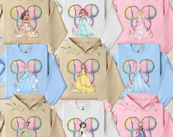 Disney Princess Sweatshirt, Disney Birthday Sweatshirt, Disney Girls Matching Shirt, Cinderella, Aurora, Moana, Tiana, Belle
