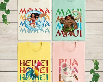 Disney Moana Hei Hei Pua Maui Matching Shirt, Princess Moana Movie Characters T-Shirt, Disneyland Trip Shirt, Moana Movie 2 Shirt, Moana Tee