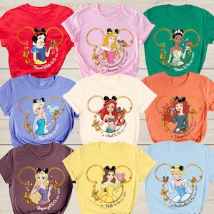 Disney Princess Shirt, Disney Princess Birthday Shirt, Disney Princess Matching T-Shirt, Princess Group Tee, Tiana, Ariel, Tinkerbell, Belle