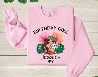 Disney Moana Birthday Girl Sweatshirt, Disney Princess Custom Birthday Hoodie, Disney Disney Princess Toddler Sweatshirt, Disneyland Moana
