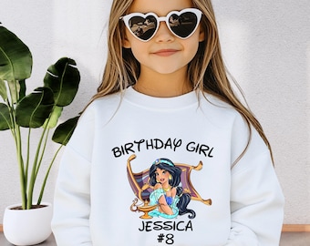 Disney Jasmine Birthday Girl Sweatshirt, Disney Princess Custom Birthday Hoodie, Jasmine Toddler Sweatshirt, Disneyland Jasmine Sweater
