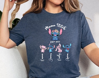 Disney Stitch Mama Shirt, Stitch Angel Custom Mom Shirt, Disney Personalized Mom Shirt, Mother's Day Shirt, Stitch Mom Gift, Disney Mama Tee