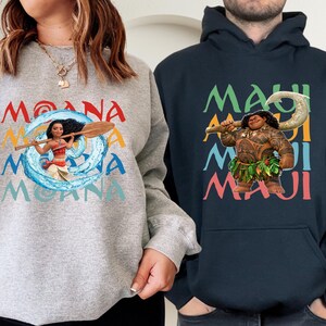 Disney Princess Moana Maui Heihei Pua Sweatshirt, Disney Matching Sweatshirt, Disneyland Trip Shirt, Moana Hoodie, Disney Family Matching image 4
