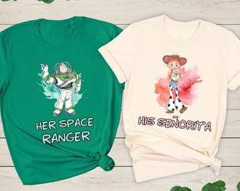 Toy Story Couple Shirts, Buzz Lightyear & Jessie, Disney Matching Tees, Valentine's Day