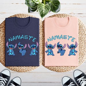 Stitch Namaste Yoga Shirt, Disney Lilo Stitch Shirt, Funny Stitch Shirt, Stitch Meditation Shirt, Women Yoga Shirt, Stitch Lover Gift image 1