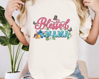 Lilo and Stitch Mama Shirt, Mother's Day Shirt, Stitch Angel Mom Shirt, Disney Mom Gift, Disney Trip Mom Shirt, Vacation Shirt For Mama
