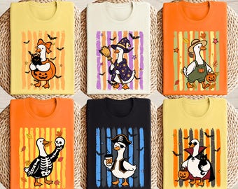 Halloween Personalized Goose Shirt, Halloween Group Matching T-Shirt, Spooky Season Tee, Funny Fall TeeShirt