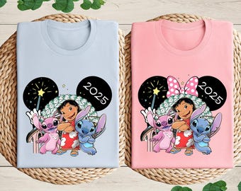 Camisetas de Lilo y Stitch, camisetas a juego de la familia de ángeles, camisetas de pareja de Disney, camisetas de Disneyland