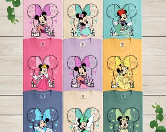 Comfort Colors® Disney Minnie Mouse Princess Shirt, Disney Princess Birthday Shirt, Princess Mouse Shirt, Ariel, Tiana, Disney Trip Tee