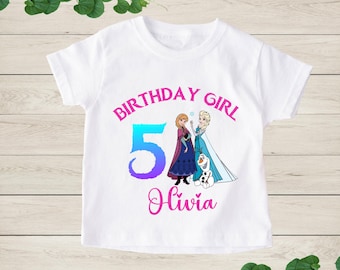 Disney Frozen Birthday Shirt, Disney Custom Birthday Girl Tee, Frozen Elsa Shirt, Elsa Anna Olaf Shirt, Disney Princess Birthday Shirt