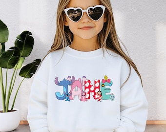 Stitch Custom Sweatshirt, Angel Personalized Girl Hoodie, Disney Stitch and Angel Birthday Boy Sweater, Lilo and Stitch,Disney Birthday Girl