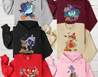 Sweat-shirt d'Halloween à l'envers personnages, sweat à capuche d'Halloween à l'envers assorti, sweat-shirt à l'envers Disney, chemise d'orthophonie