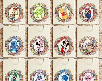 Camiseta de todos los personajes de Disney: Princesas, Amigos de Mickey, Toy Story, Intensa-Mente, Super Mario, Up, Villano, Camiseta familiar a juego de Disneyland