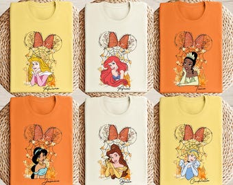 Disney Princess Halloween Shirt, Princess Halloween Group Matching Shirt, Spooky Season Princess Shirt, Ariel, Aurora, Belle, Elsa, Tiana