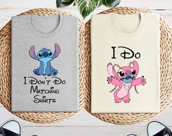 Stitch and Angel Couple Shirt, Custom Couple Matching Disney Shirts, Stitch Matching Shirt, Personalized Disney Tee, Lilo and Stitch T-shirt