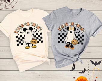Disney Minnie Mickey Couple Halloween Shirt, Minnie Ghost Shirt, Mickey Ghost Shirt, Gift For Halloween, Spooky Season Shirt, Halloween Tee