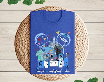 Disney Autism Awareness Shirt, Disney Characters Support Team Shirt, I Wear Blue for Autism Shirt, Autism Month Shirt, Disney Autism Mom Tee