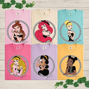 Comfort Colors® Disney Punk Princess Shirt, Disney Rocker Princess Shirt, Tattoo Princess Shirt, Tiana, Ariel, Elsa, Tinkerbell Shirt