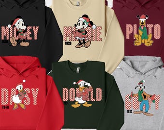 Sudadera navideña de Mickey y sus amigos, sudadera navideña de Mickey, camiseta navideña a juego de Disney, sudadera navideña familiar
