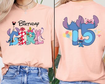 Stitch Custom Birthday Shirt, Stitch Birthday Girl and Boy Shirt, Disney Lilo Stitch Birthday Tee, Disney Birthday Tee, Stitch Birthday Gift