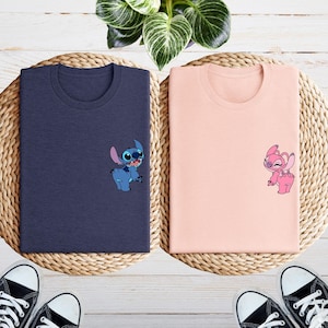 Stitch and Angel Couple Shirt, Couples Disney Shirts, Stitch Couple Matching Shirt, Disney Couple Shirt, Custom Disney Trip Shirt immagine 2