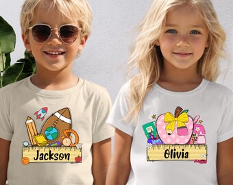Personalized Back to School Shirt, Custom Kids Name T-Shirt, First Day of School
