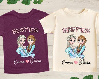 Disney Princess Elsa Anna Matching Shirt, Disney Besties Matching Shirt, Watercolor Disney Princess T-Shirt, Princess Friends Matching Tee