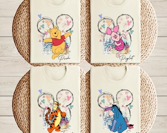 Winnie the Pooh Varsity Shirt, Disneyland Trip Shirt, Disney Family Matching Tee, Pooh Piglet Tigger Eeyore, Pooh Fan Gift Disney Characters