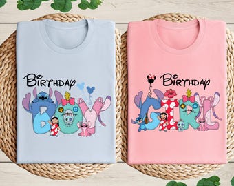 Stitch Angel Birthday Shirt, Stitch Birthday Girl and Boy Shirt, Disney Stitch and Angel Shirt, Lilo and Stitch, Disney Custom Birthday