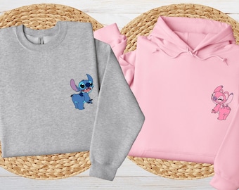 Stitch and Angel Couple Sweatshirt, Stitch Couple Matching Hoodie, Disney  Couple Shirt, Disney Trip Sweater, Couples Disney Shirts
