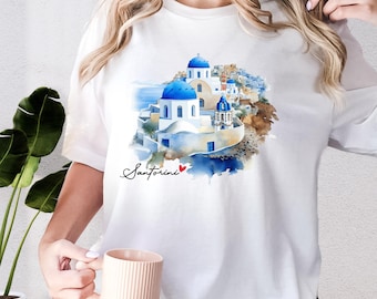 Santorini Souvenir Shirt, Greece Trip Shirt, Greek Island Travel T-Shirt, Summer Vacation Tee