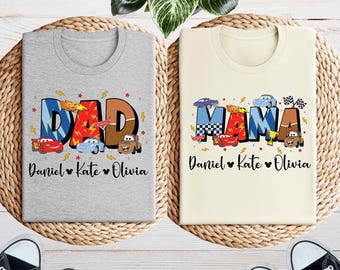 Cars Mom Dad Custom Shirt, Lightning Mcqueen Shirt, Cars Matching Shirt,  Disney Family Trip Shirt, McQueen And Mater Shirt, Cars Sally Tee