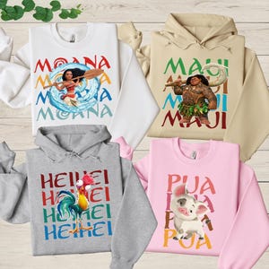 Disney Princess Moana Maui Heihei Pua Sweatshirt, Disney Matching Sweatshirt, Disneyland Trip Shirt, Moana Hoodie, Disney Family Matching image 1