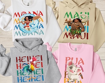 Disney Princess Moana Maui Heihei Pua Sweatshirt, Disney Matching Sweatshirt, Disneyland Trip Shirt, Moana Hoodie, Disney Family Matching