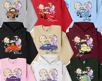 Disney Cars Sweatshirt, Lightning Mcqueen, Sally, Mater, Doc Hudson, Guido Shirt, Cars Family Trip Sweatshirt, Disneyland Vacation Hoodie
