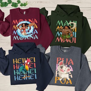 Disney Princess Moana Maui Heihei Pua Sweatshirt, Disney Matching Sweatshirt, Disneyland Trip Shirt, Moana Hoodie, Disney Family Matching image 3