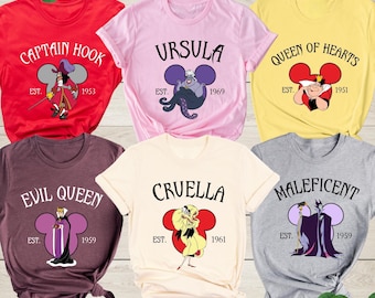 Disney Villain Shirt, Ursula, Captain Hook, Cruella Deville, Evil Queen, Queen of Hearts Shirt, Disney Villain Matching Tee, Disney Trip Tee