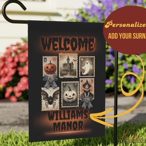 Personalized Halloween Garden Flag: Vintage Haunted House Decor