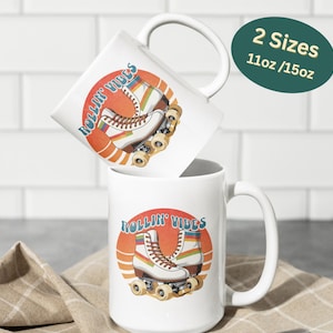 Retro Roller Skate Coffee Mug: 70s Roller Disco Ceramic Cup