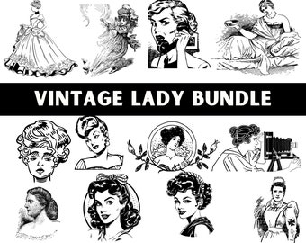 Paquete SVG de dama art déco vintage: Clipart de Gatsby (descarga digital)