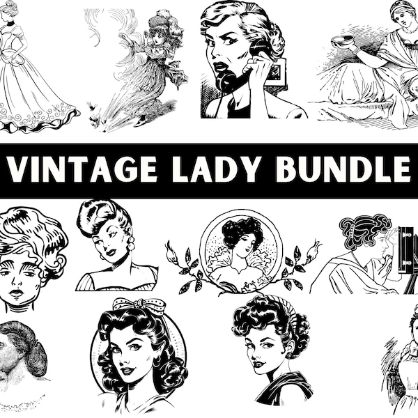 Vintage Lady Svg, Art déco femme Svg, design rétro vintage, Gatsby Gils Svg, vecteur des cliparts, années 20 Svg, coupe Cricut, Png